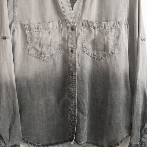Cloth & Stone Gray Ombre Tencel Lyocell Button Down Shirt Size XS - Picture 5 of 7